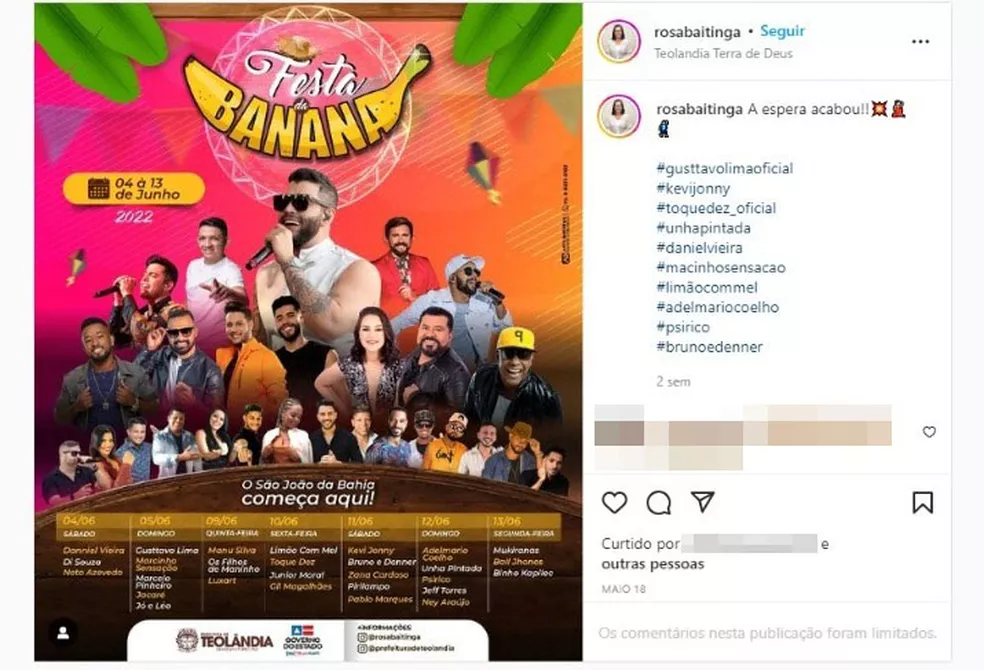 Em estado de emergência por causa das chuvas de 2021, prefeitura na BA promove festa junina de mais de R$ 2 milhões — Foto: Reprodução/Redes Sociais