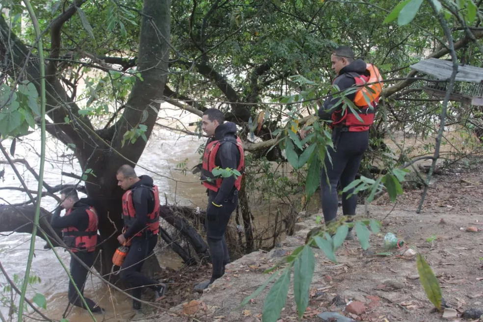 Bombeiros buscam pai e filha desaparecidos no Rio Piranga, em Ponte Nova — Foto: Corpo de Bombeiros de Minas Gerais/Divulgação 