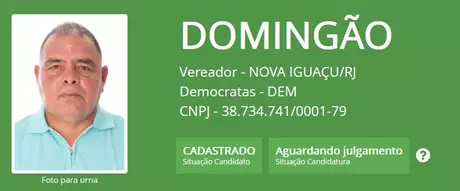Domingão deixou de concorrer para a câmara municipal pelo Democratas (DEM) e optou pelo Partido Humanista da Solidariedade (PHS) Domingão deixou de concorrer para a câmara municipal pelo Democratas (DEM) e optou pelo Partido Humanista da Solidariedade (PHS)