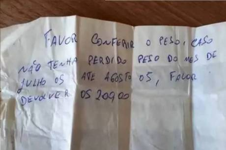 Bilhete do patrão traz pedido de devolução de bônus