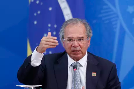 O ministro da Economia, Paulo Guedes, concede entrevista coletiva no Palácio do Planalto, em Brasília O ministro da Economia, Paulo Guedes, concede entrevista coletiva no Palácio do Planalto, em Brasília